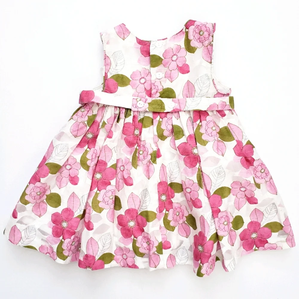 Mayoral Nwot Creme/Pink/Green Floral Puff Sleeve Dress
